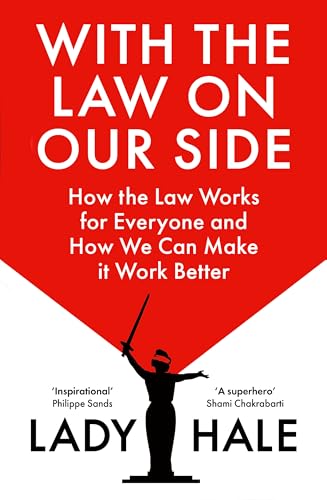 Book cover: red and white design with Lady Justice silhouette.