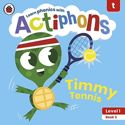 Cartoon turtle playing tennis with a yellow ball and racket.