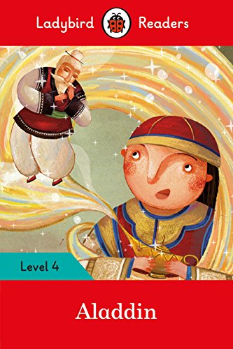 Ladybird Readers Level 4 book cover: Aladdin and a genie emerging.