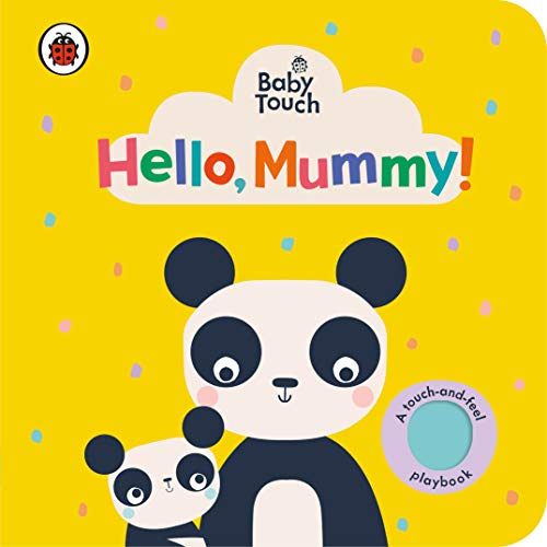 Yellow book cover with a panda and cub, “Hello, Mummy!” text.