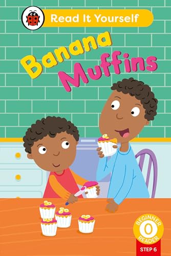 Book cover: two children with banana muffins in a kitchen.