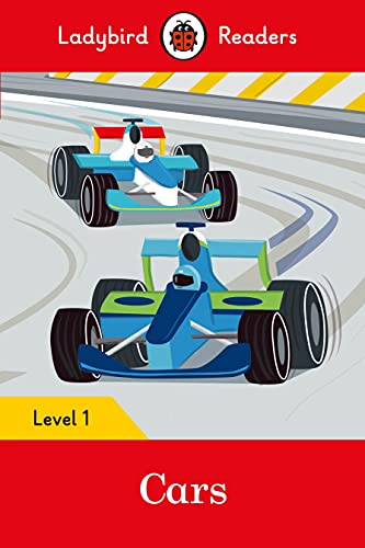 Ladybird Level 1 reader cover with cartoon race cars on a track.
