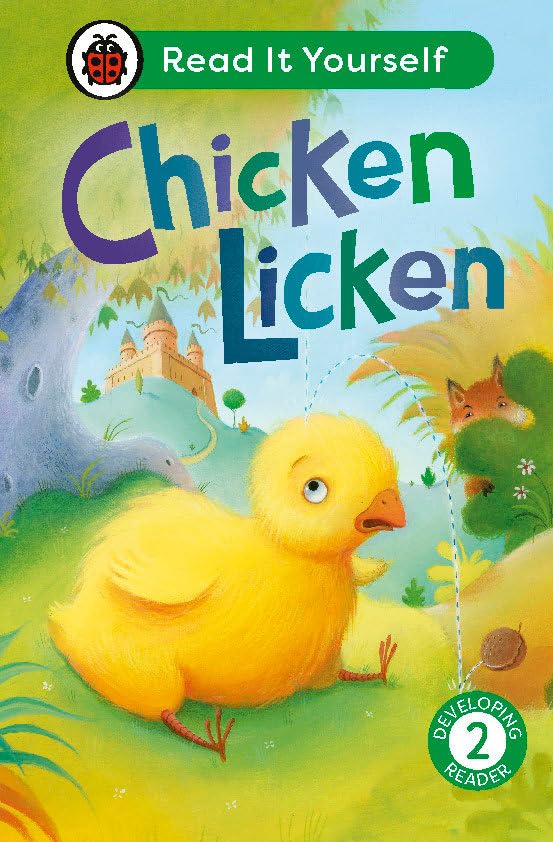 Book cover featuring a small yellow chick in a colorful landscape with a castle.