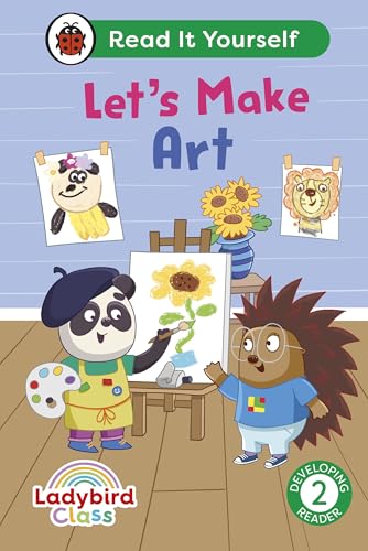Book cover: panda and hedgehog painting sunflowers, children’s illustration.
