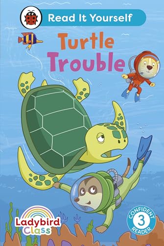 Book cover: turtle, diver mouse, and bubbles in blue water.