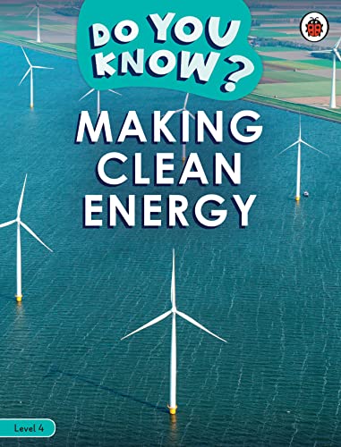 Book cover: “Do You Know? Making Clean Energy” with wind turbines.