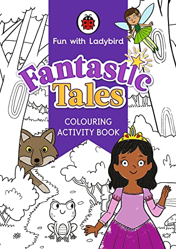 Ladybird colouring book cover with princess, wolf, fairy, and toad illustrations.