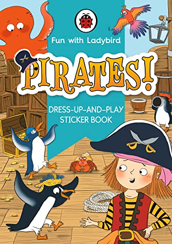 Ladybird pirate sticker book cover with cartoon characters and treasure.