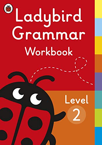 Ladybird Grammar Workbook Level 2 cover featuring a cartoon ladybird on a red background.