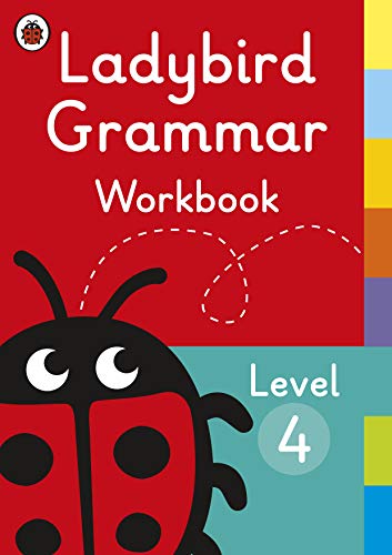 Red Ladybird Grammar Workbook Level 4 cover with a cartoon ladybug.