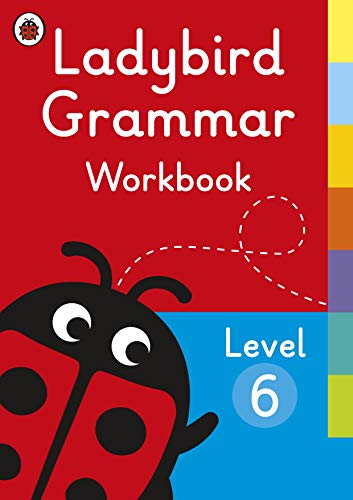 Front cover of Ladybird Grammar Workbook Level 6 featuring a cartoon ladybird illustration.