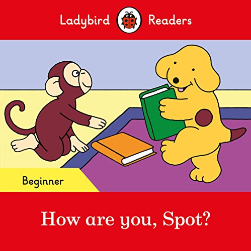 Ladybird book cover: a monkey and dog, Spot, with books.