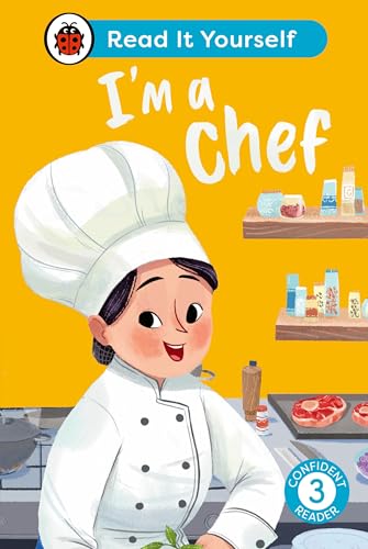 Book cover: young chef in white uniform, kitchen background.