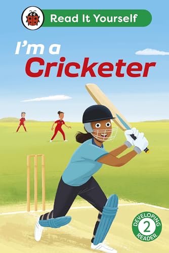 Book cover: girl with cricket bat, ready to hit the ball.