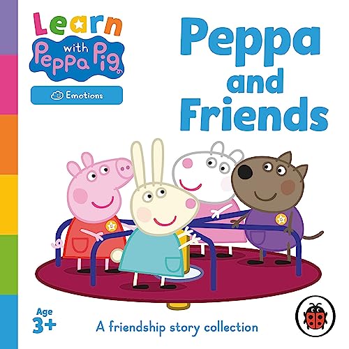 Book cover featuring Peppa Pig and three animal friends standing on a red rug.