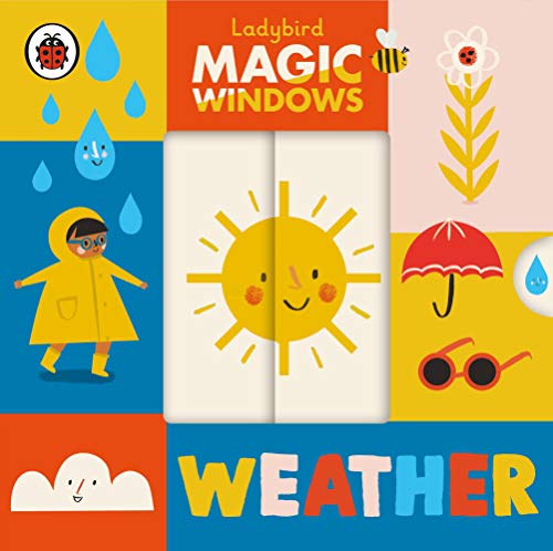 Ladybird book cover: colorful illustrations of weather and children.