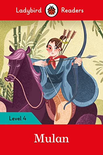 Mulan on horseback with a bow, illustrated cover of a children’s book.