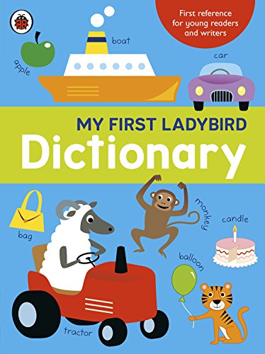 Ladybird dictionary cover with colorful illustrations of common objects.