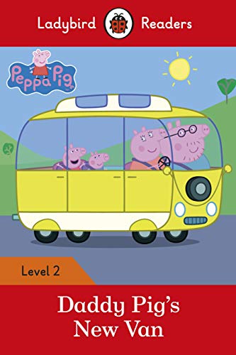 Peppa Pig family inside a yellow van, book cover illustration.