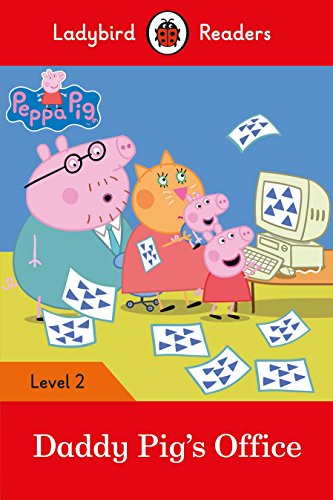 Peppa Pig characters in an office setting with papers and a computer.