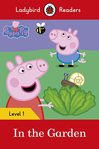 Peppa Pig and family in a green garden with a snail.
