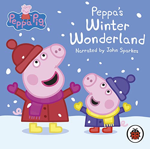 Peppa Pig and family in winter clothes on a book cover.