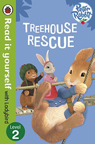 Peter Rabbit book cover featuring rabbits climbing a rope bridge.