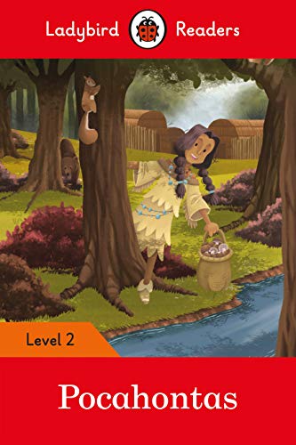 Illustrated book cover showing Pocahontas in a forest holding a basket near a stream.