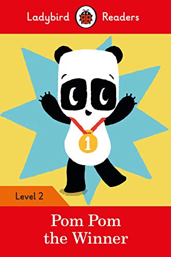 Panda with a gold medal stands against a yellow and blue background.