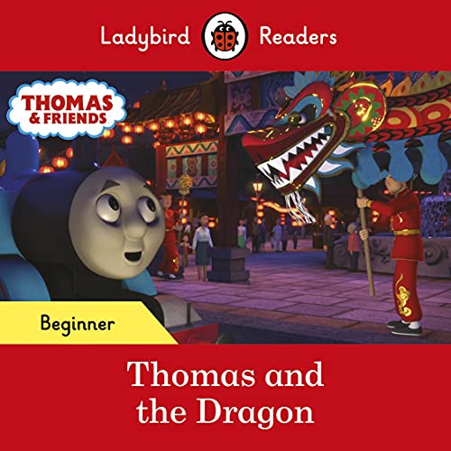 Thomas the Tank Engine with a Chinese dragon and festive decorations.
