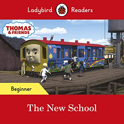 Children board a colorful Thomas and Friends train carriage at a station platform.