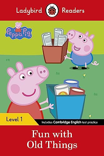 Peppa Pig book cover featuring Peppa and George with boxes of old items.