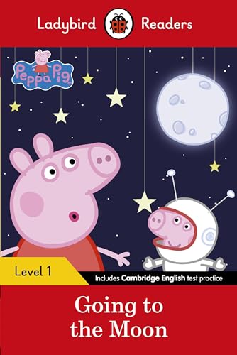 Peppa Pig and a robot astronaut looking at the moon and stars.