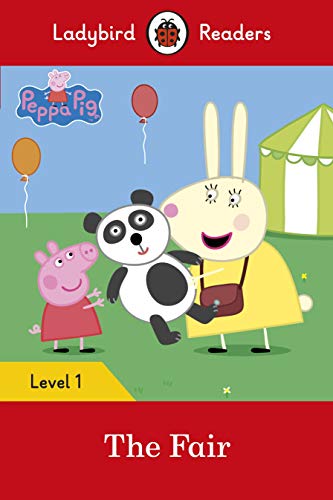 Peppa Pig, a panda, and a rabbit at a fairground.