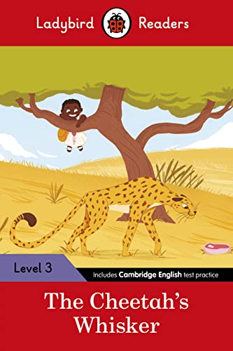 Ladybird book cover: cheetah below a tree with a child, level 3.