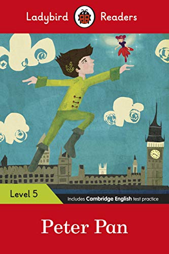Ladybird Readers Level 5 cover: Peter Pan flying over London.