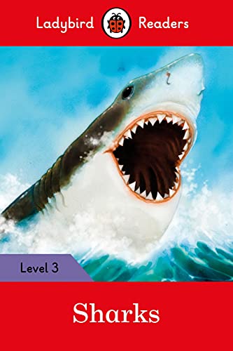 Book cover showing a shark with its mouth open, titled Sharks, Ladybird Readers Level 3.