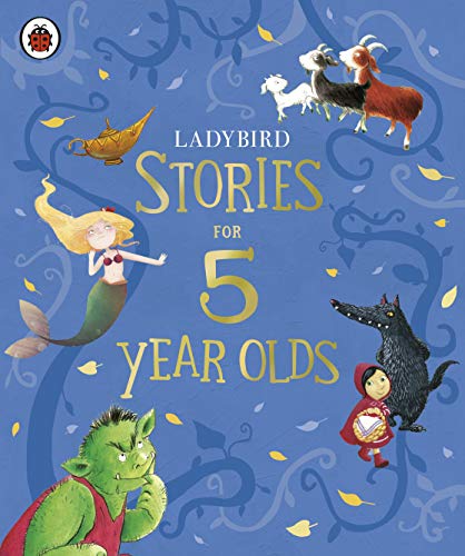Ladybird book cover with fairytale characters: mermaid, wolf, ogre, and goat.