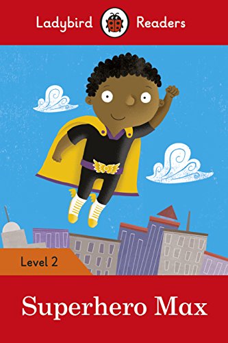 Book cover: illustrated boy in a superhero costume flying over a city.