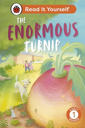 Book cover illustration of an enormous turnip with a dog and people in background.