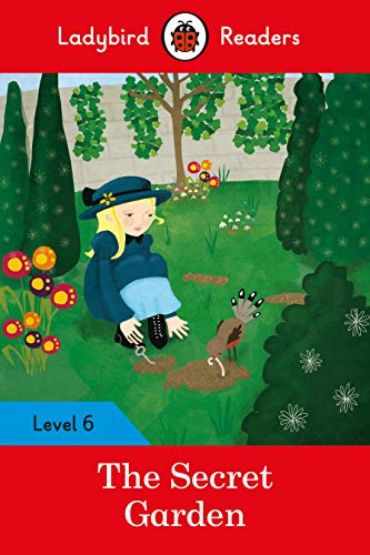 "Book cover featuring a girl kneeling in a garden with a robin."