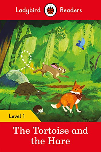 Ladybird book cover: tortoise, hare, and fox in a green forest.