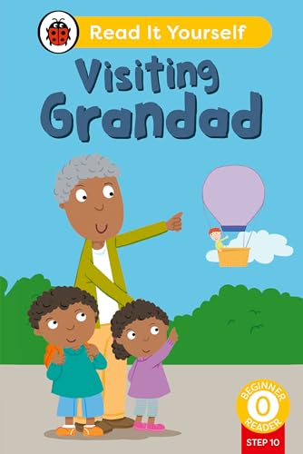 Book cover: Grandad pointing with two children, a hot air balloon.