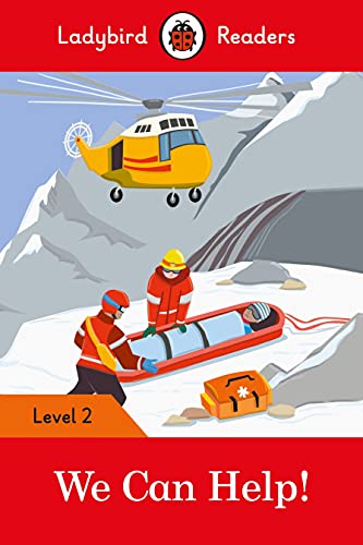 Ladybird Readers Level 2 cover: rescue helicopter and mountain scene.