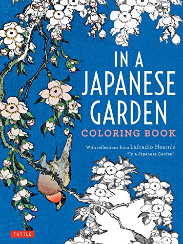 Coloring book cover with floral branches, a bird, and Japanese text.