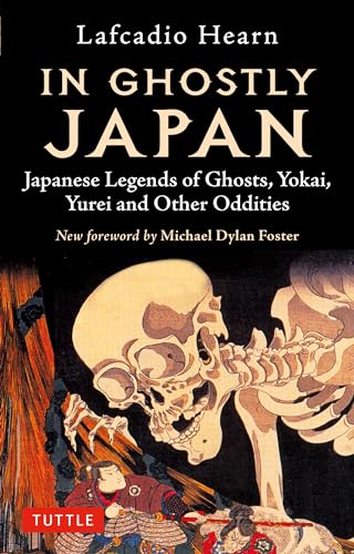 Book cover: “In Ghostly Japan” with a skull and Japanese art.
