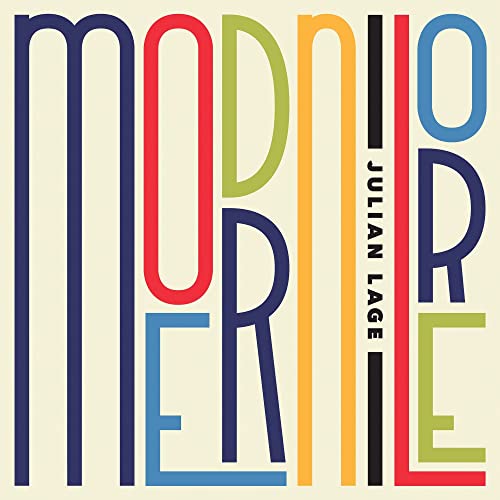 CD cover for Julian Lage’s “Modern Lore” with colorful, stacked typography.