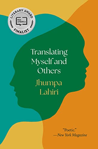 Book cover: "Translating Myself and Others" by Jhumpa Lahiri, with a head silhouette.