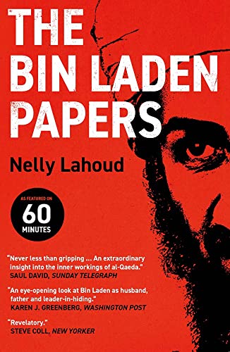 Book cover with red background, white text, and a partial black silhouette of Bin Laden.