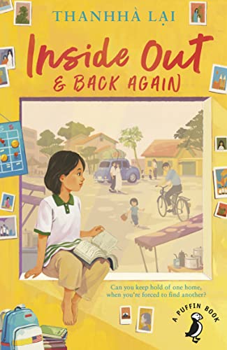 Book cover: girl reading, looking at a Vietnamese street scene.